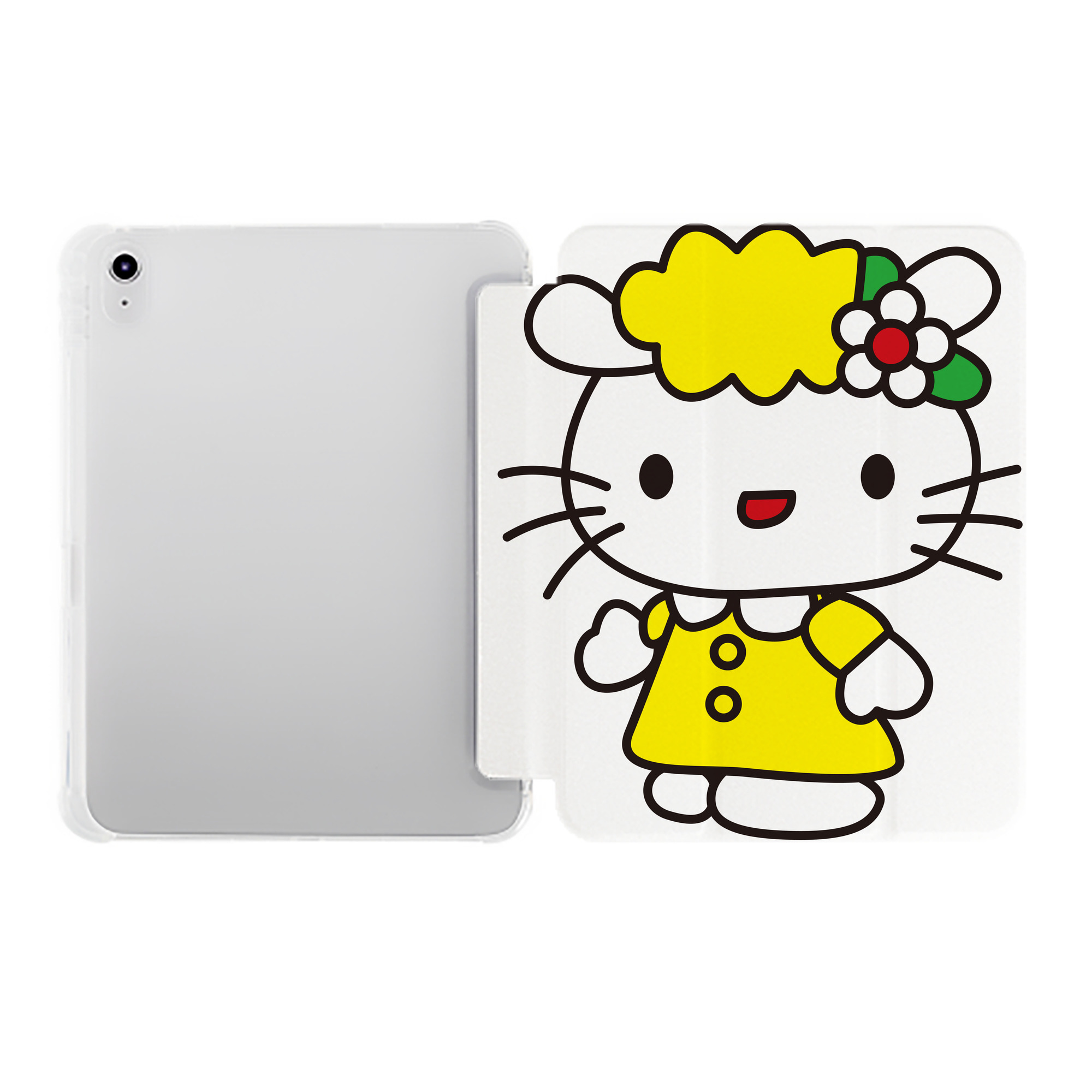 （画像用） Hello Kitty ハローキティ IPad ケース ペン収納付き 三つ折りスタンド PUレザー×シリコン 対応機種9.5/10.5/10.9インチ